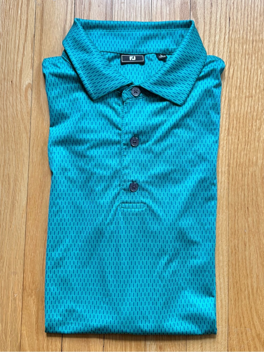 FootJoy Golf Men’s Short Sleeve Golf Polo Shirt Large Green Blue Unique Pattern